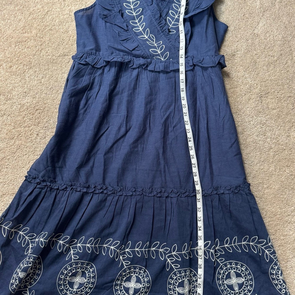 Mud Pie NWT Blue Radford Embroidered Midi Dress-M - Picture 6 of 12